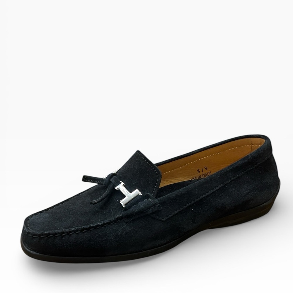 Diane B. Tid Bit Italian Black Suede Loafers Size 37 1/2 US Size 7.5 - Picture 10 of 14